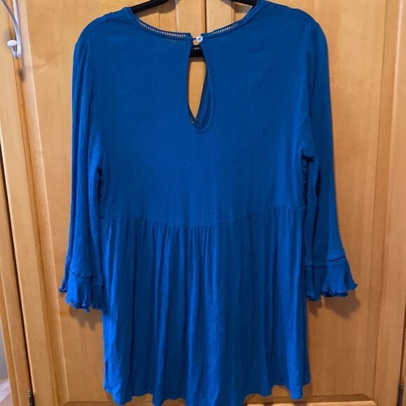 Teal boho lace top 3/4 length bell sleeves size xl - Picture 5 of 6